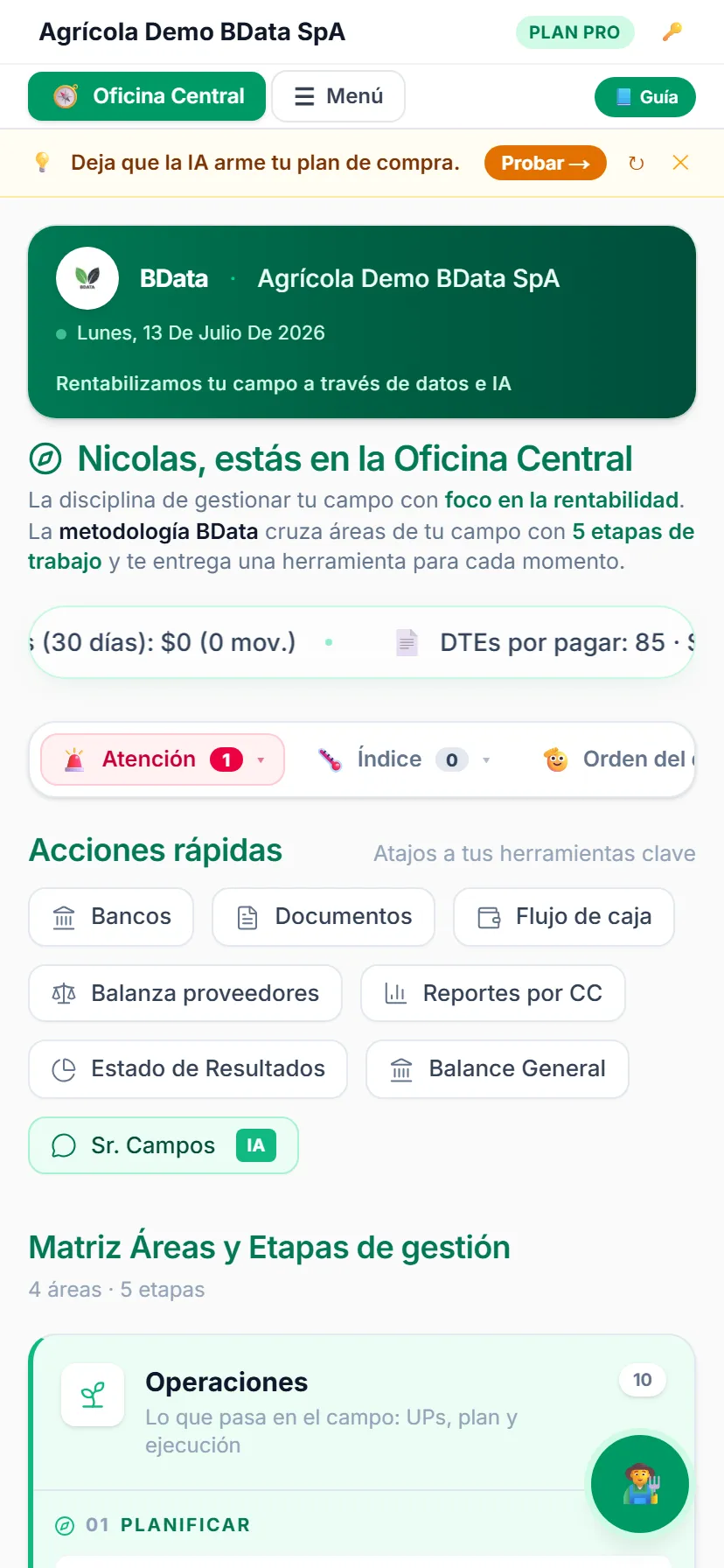 La plataforma en el teléfono